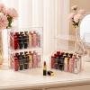 Foraineam 3 Pack Lipstick Holder Organizer with Lid, 18 Spaces Clear Acrylic Lipstick Display Stand Container, Dust-proof Beauty Makeup Storage Case for Cosmetic Dresser Vanity Cabinet Display view 2