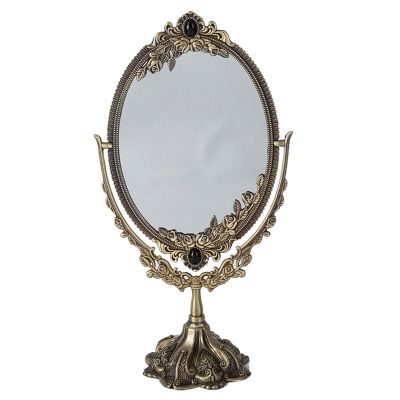 Feilx Vintage Makeup Mirror,360Rotation Portable Desk Vanity Mirror with Stand Shower Shaving Cosmetic Mirror,Oval for Travel, Bathroom, Desk, Makeup, Beauty, Grooming