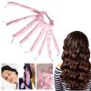 Ljhxfpa Heat Free Hair Curler Heat Free Headband Heat Free Hair Curler Satin Curling Iron Wavy Soft Cotton Curling Band with Detachable and Adjustable Curler,Pink view 2