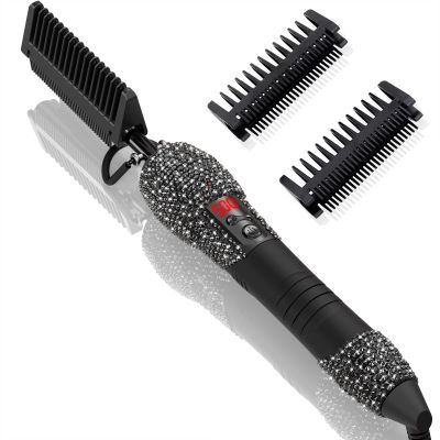 DAN Technology LCD Screen Digital Display Diamond Shaped Hot Comb, Black, 13.1 x 2.3 inches, 500 Degree Plug in Hot Comb with Adjustable Temperatures, Temperature Lock, Suitable for All Hair Types