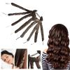 Ljhxfpa Heat Free Hair Curler Heat Free Headband Heat Free Hair Curler Satin Curling Iron Wavy Soft Cotton Curling Band with Detachable and Adjustable Curler,Brown view 3