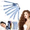 Ljhxfpa Heat Free Hair Curler Heat Free Headband Heat Free Hair Curler Satin Curling Iron Wavy Soft Cotton Curling Band with Detachable and Adjustable Curler,Blue view 2