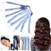 Ljhxfpa Heat Free Hair Curler Heat Free Headband Heat Free Hair Curler Satin Curling Iron Wavy Soft Cotton Curling Band with Detachable and Adjustable Curler,Blue view 3