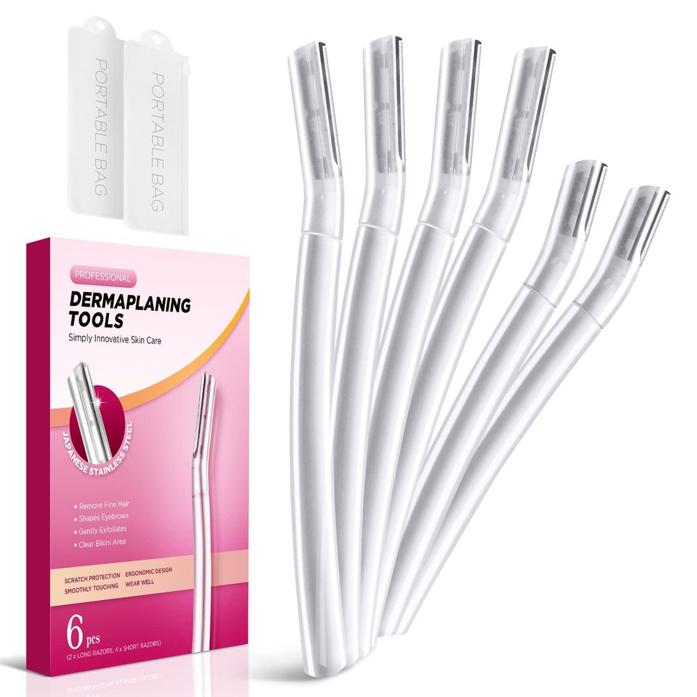 Dermaplane Razor for Women Face, (6 Count) Professional Dermaplaning Tool for Peach Fuzz, Facial and Eyebrow Hair Removal, Gentle Skin Exfoliation Blade