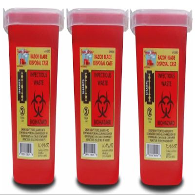 The Shave Factory Blade Dispenser, Sharps Container, Needle Disposal containers, Sharps Disposal Container, Razor Blade Disposal Container, for Home (Pack of 3)