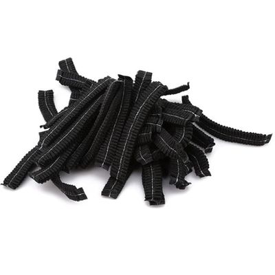 100 PCS Disposable Non Woven Fabric Makeup Hair Net Cap Sterile Hat Chef Catering Dust Strip Hat Bathroom Supplies (Black)