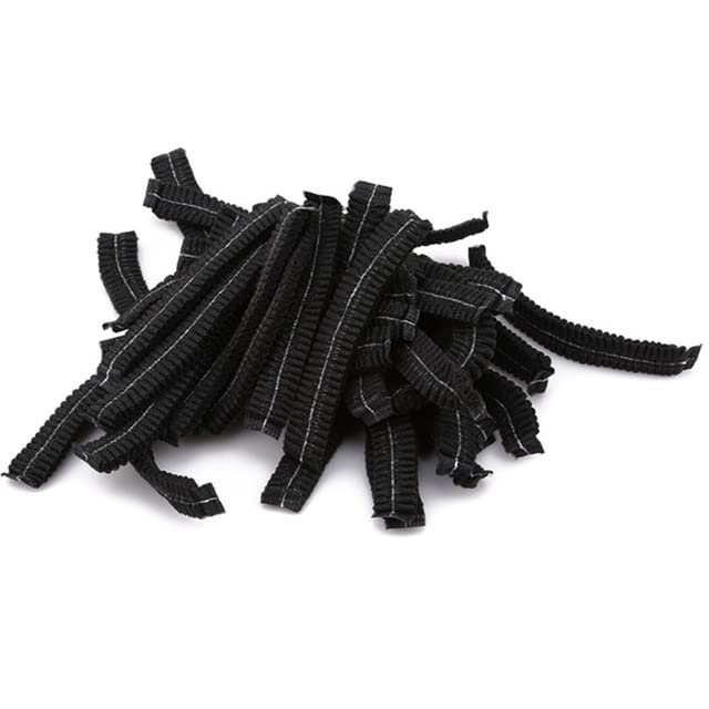 100 PCS Disposable Non Woven Fabric Makeup Hair Net Cap Sterile Hat Chef Catering Dust Strip Hat Bathroom Supplies (Black)