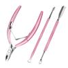 Cuticle Trimmer with Cuticle Pusher and Scissors, Cuticle Remover Professional Durable Pedicure Manicure Tools, Stainless Steel Cuticle Nipper Cutter Clipper for Fingernails and Toenails (Pink) view 1