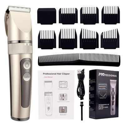 Professional Hair Clippers for Men, Professional Hair Clipper For Men Rechargeable Electric Razor Hair Trimmer Hair Cutting Machine Beard Trimmer Fast Charging (Color : Golden with box)