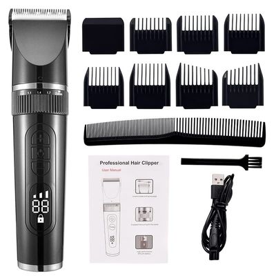 Professional Hair Clippers for Men, Full Body Washable Electric Hair Clipper Ceramic Professional Fine Adjustable Hair Trimmer Low Noise Hair Cutting Machine Razor (Color : Black no box)