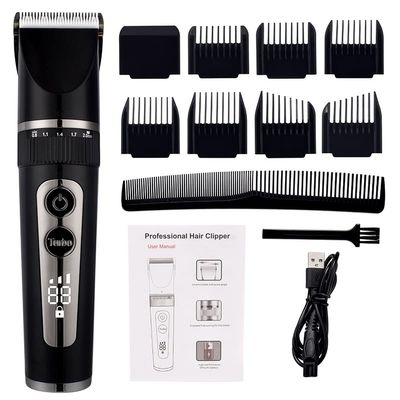 Professional Hair Clippers for Men, Full Body Washable Electric Hair Clipper Ceramic Professional Fine Adjustable Hair Trimmer Low Noise Hair Cutting Machine Razor (Color : Black no box)