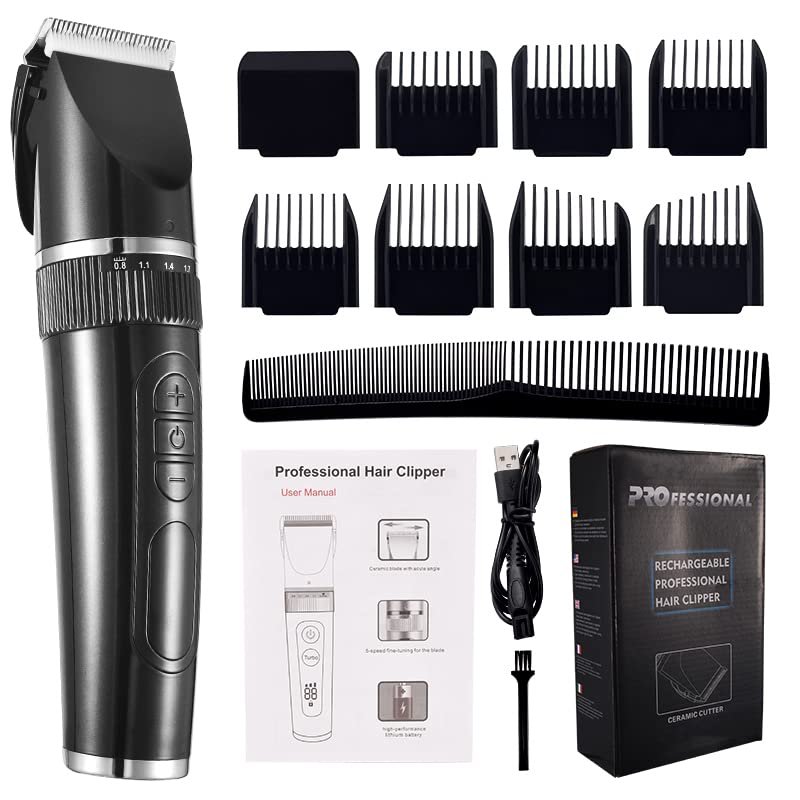 Professional Hair Clippers for Men, Professional Hair Clipper For Men Beard Trimmer Machine for Shaving Hair Trimmer Hair Cutting Machine Beard Trimmer Fast Charge (Color : Black with box)