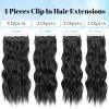 KooKaStyle Clip in Synthetic Hair Extensions Long Wavy 4PCS Thick Hairpieces Black Fiber Double Weft Natural Hair Extensions 16 Inch for Women view 4