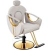 Baasha Ergonomic Reclining Salon Chair with Adjustable & Removable Headrest, Gold & Gray Hydraulic Styling Chair, Soft PU Leather, 135 Recline, 360 Swivel, Heavy-Duty Steel Frame, 330 lbs Capacity view 1