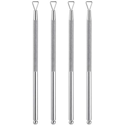 4pcs Stainless Steel Cuticle Pusher Dual-Sided Nail Dotting Pen Metal Dead Skin Remover for Professional Manicure Pedicure Nail Art Care Tools