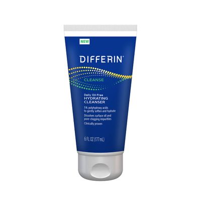 Differin Facial Cleanser, Daily Oil Free Hydrating Face Wash by the makers of Differin Gel, Gentle Skin Care for Acne Prone Skin, PHAs, 6 Oz.