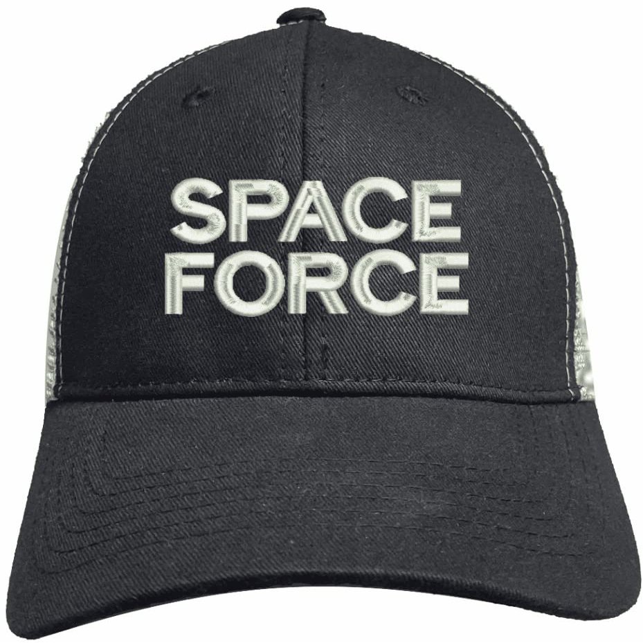MilitaryBest Space Force Text Only Mesh-Back Ponytail Cap