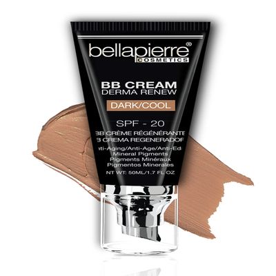 Bellapierre BB Cream SPF 20 Mineral Sunscreen & Liquid Foundation, Lightweight Face Moisturizer with Buildable Coverage, Matte Finish, Non-Toxic, Paraben-Free, Cruelty-Free 1.7 oz - Dark Cool