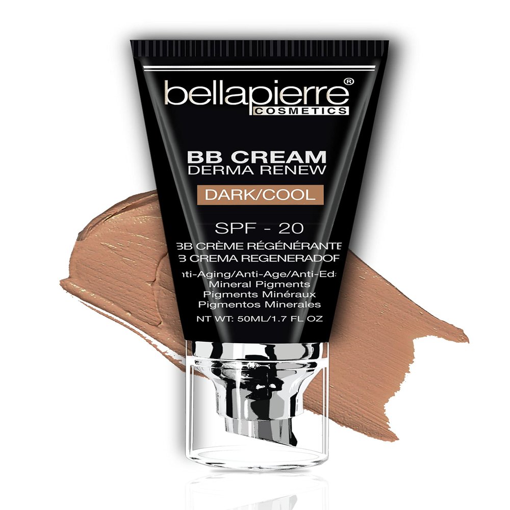 Bellapierre BB Cream SPF 20 Mineral Sunscreen & Liquid Foundation, Lightweight Face Moisturizer with Buildable Coverage, Matte Finish, Non-Toxic, Paraben-Free, Cruelty-Free 1.7 oz - Dark Cool