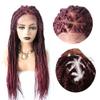 31" Hand-Braided Swiss Lace Front Twist Braids Wigs with Baby Hair Natural Looking Premium Quality Synthetic Lightweight Box Braided Wig for Black Women (#T1B/BUG Black Mix Red Color) view 2