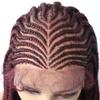 31" Hand-Braided Swiss Lace Front Twist Braids Wigs with Baby Hair Natural Looking Premium Quality Synthetic Lightweight Box Braided Wig for Black Women (#T1B/BUG Black Mix Red Color) view 3