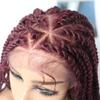 31" Hand-Braided Swiss Lace Front Twist Braids Wigs with Baby Hair Natural Looking Premium Quality Synthetic Lightweight Box Braided Wig for Black Women (#T1B/BUG Black Mix Red Color) view 4
