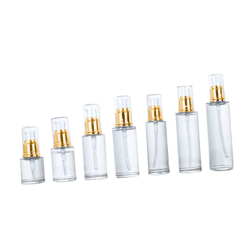 Zerodeko 3pcs Portable Pump Cosmetic Bottles and Liquid Containers Golden and White for Dispensing and Convenient Storage
