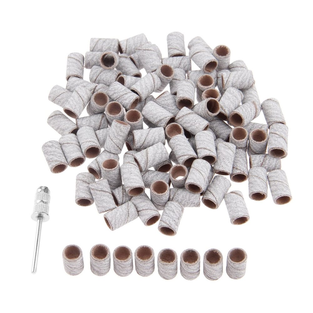 100Pcs 6.3mm Drum Sanding Band Nail Drill Bits 1Pc Band Mandrel 2.35 Shank Polishing for Metals Woods YYDFPIIA (Grit : Grit C)