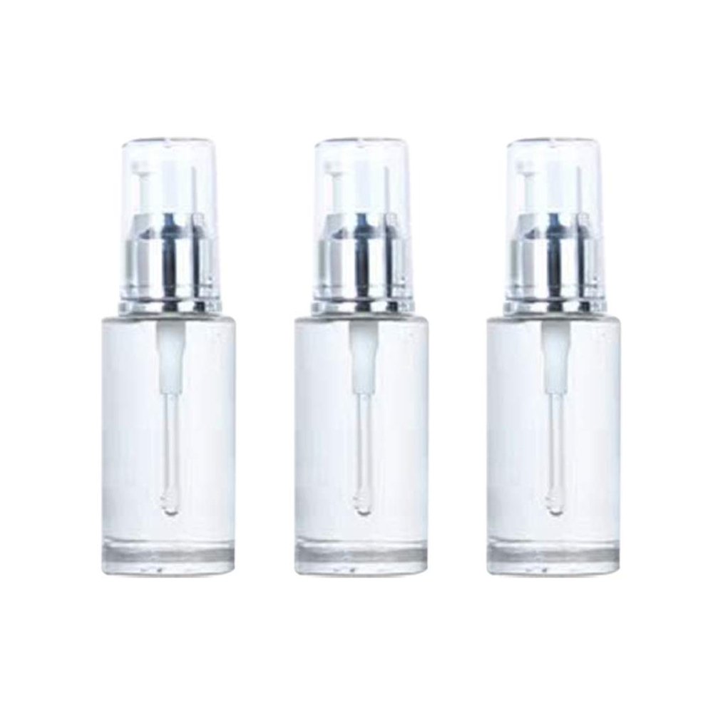 Zerodeko 3pcs Portable Cosmetic Pump Bottles Empty Press Bottles for Essential Oils Perfume and More Stylish Silver and White Design for Travel and Commuting