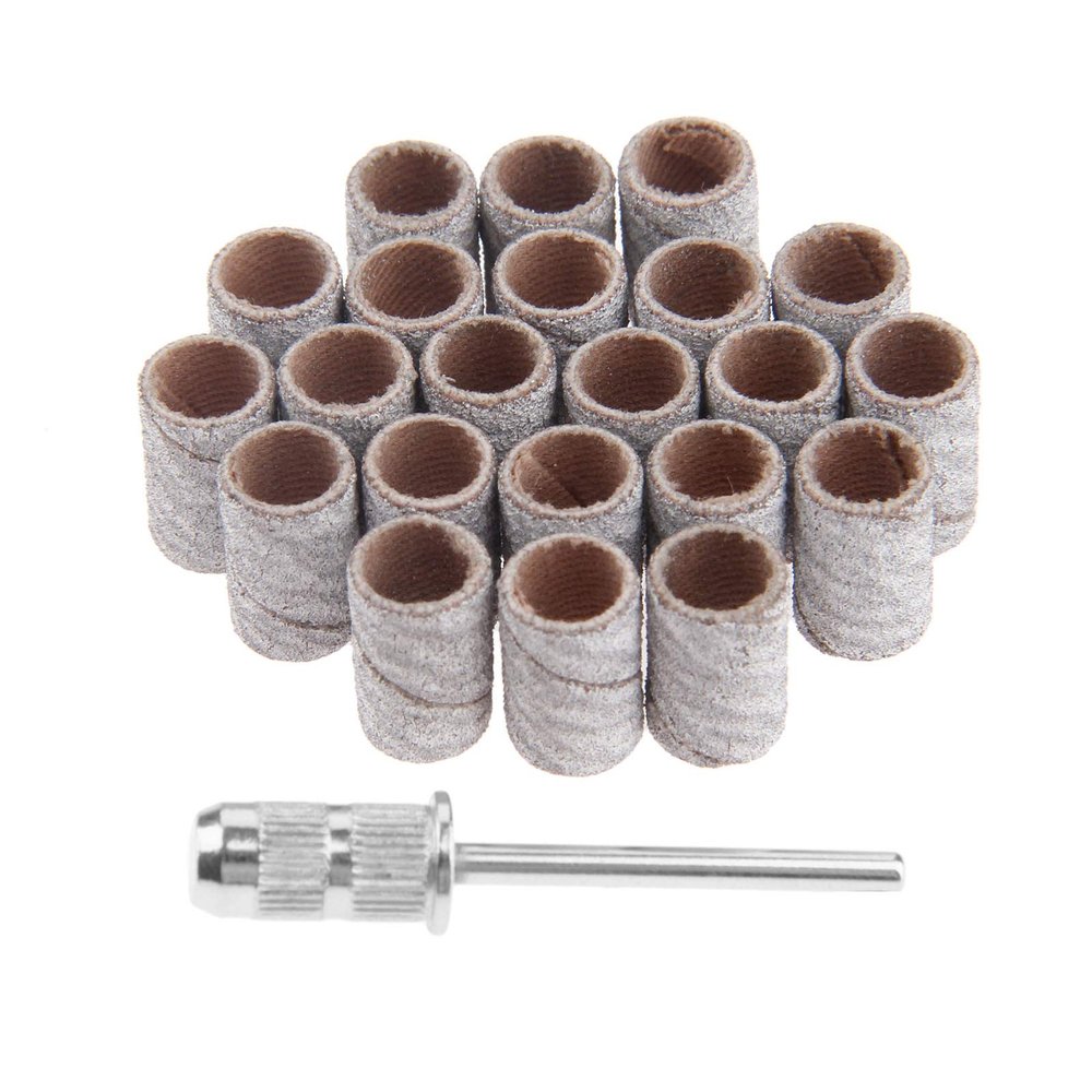 100Pcs 6.3mm Drum Sanding Band Nail Art Electric Drill Bits +1Pc Mandrel for Metal Woodworking Manicure Pedicure Polishing Tools YYDFPIIA (Color : Grit F)