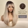 Esmee 24 Inches Long Straight Blonde Wig with Bangs Side Parting Natural Synthetic Hair Ombre Wigs for Women with Dark Roots for Daily Party Cosplay Wear view 2