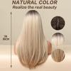 Esmee 24 Inches Long Straight Blonde Wig with Bangs Side Parting Natural Synthetic Hair Ombre Wigs for Women with Dark Roots for Daily Party Cosplay Wear view 4