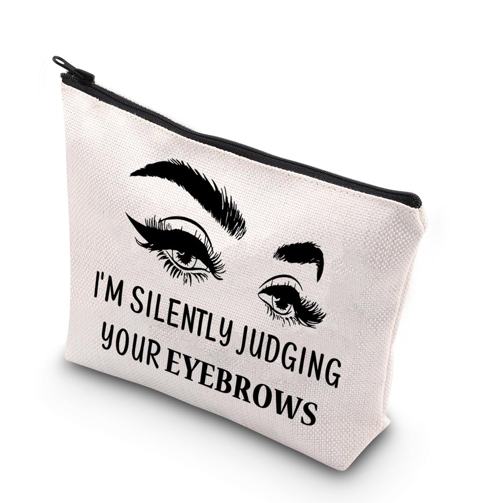 BDPWSS Esthetician Makeup Bag Makeup Artist Gift I'm Silently Judging Your Eyebrows Funny Gift For Beautician Cosmetologist Beauty Stylist Gift (judging your eyebrows)