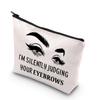 BDPWSS Esthetician Makeup Bag Makeup Artist Gift I'm Silently Judging Your Eyebrows Funny Gift For Beautician Cosmetologist Beauty Stylist Gift (judging your eyebrows) view 1