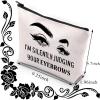 BDPWSS Esthetician Makeup Bag Makeup Artist Gift I'm Silently Judging Your Eyebrows Funny Gift For Beautician Cosmetologist Beauty Stylist Gift (judging your eyebrows) view 2