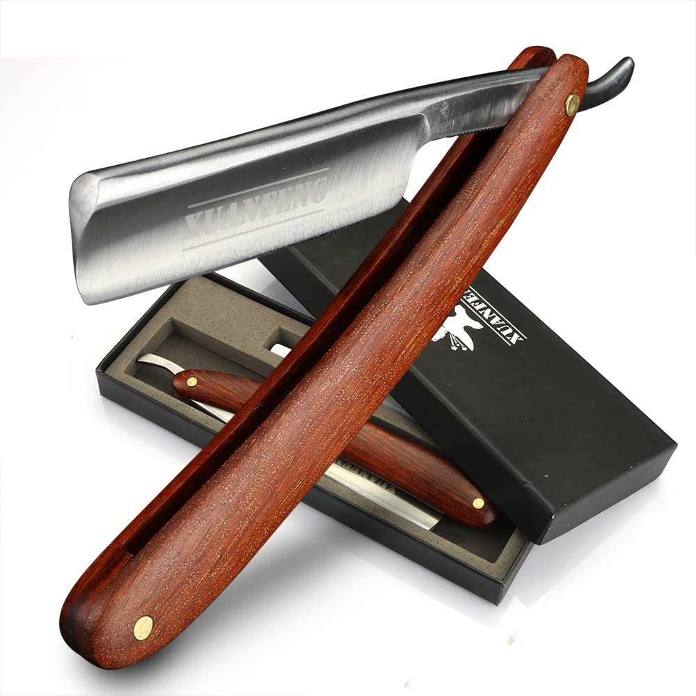 Xuan FENG Zambian Bloodwood Folding Razor Hardened Steel High Hardness Sharp Straight Razor Men's Razor