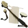 Vive Dry Brush Set for Lymphatic Drainage (3 Pieces) - Brushing Scrubber for Exfoliating, Body Cellulite and Skin Massage - 100% Natural Boar Hair Bristles, 14 Long Dark Wooden Handle w/Storage Bag view 1