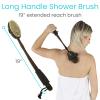 Vive Dry Brush Set for Lymphatic Drainage (3 Pieces) - Brushing Scrubber for Exfoliating, Body Cellulite and Skin Massage - 100% Natural Boar Hair Bristles, 14 Long Dark Wooden Handle w/Storage Bag view 4