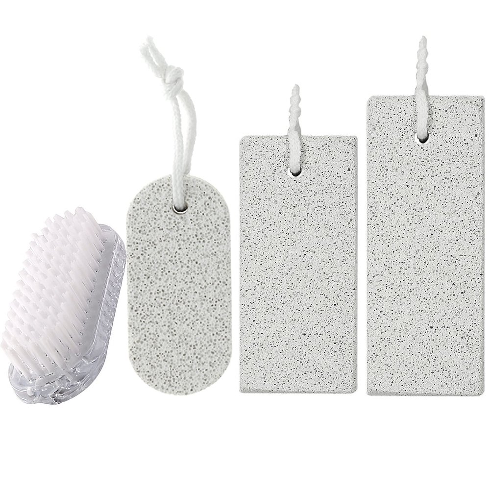 3 Pumice Stone 1 Brush Foot Care Scrubber Dead Hard Skin Callus Remover Pedicure