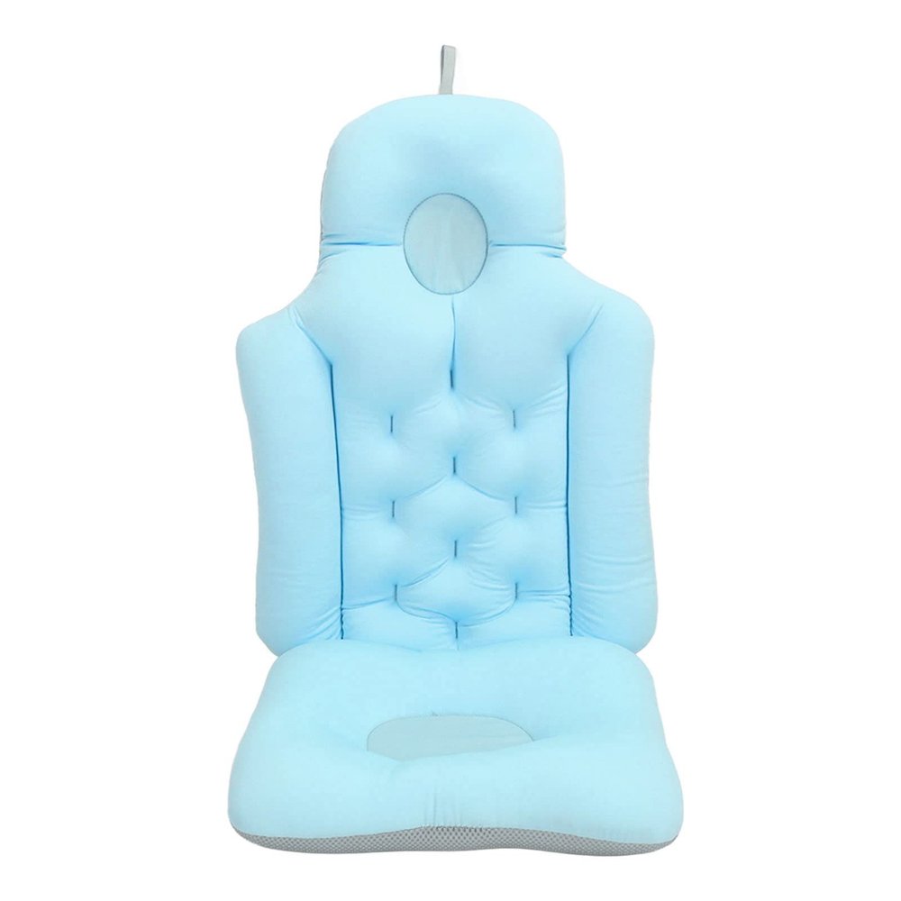 Bathtub Cushion, Soft Breathable Bath Pillow Cushion Folding Headrest Back Support Pillow for Adults Spa(Blue)