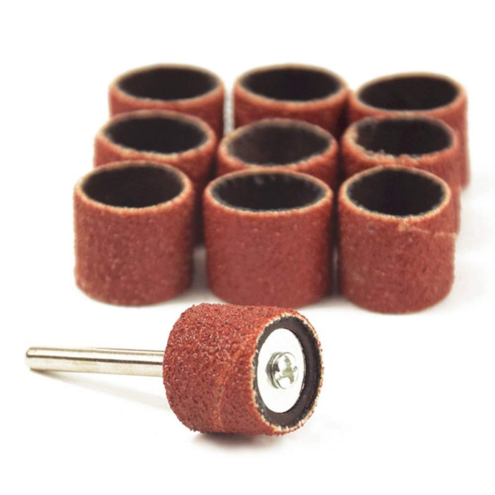 10Pcs Grit 40-600# Sanding Bands +1PC 12.7mm Sander Drum Mandrel Rotary Tool Nail Drill Bits Electrical Tools YYDFPIIA (Grit : 240)