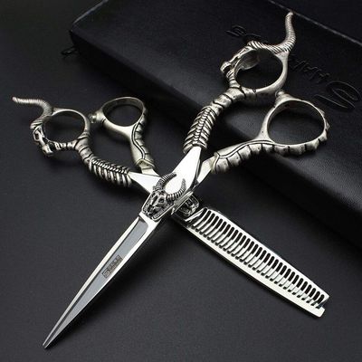 Hair Cutting Scissors, 6 Inch scissors hairdressing scissors haircut and thinning scissors set with japan 440c steel haircuts scissors (Color : Set)