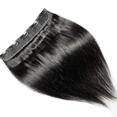 1-Pack Long 22" Hair Extensions 3/4 Full Head Straight Clips in on Human Hair Extensions Hairpieces for Women, Thick Hairpieces Adding Extra Hair Volume, 5 Clips 100g per Piece - Black