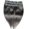 1-Pack Long 22" Hair Extensions 3/4 Full Head Straight Clips in on Human Hair Extensions Hairpieces for Women, Thick Hairpieces Adding Extra Hair Volume, 5 Clips 100g per Piece - Black view 2
