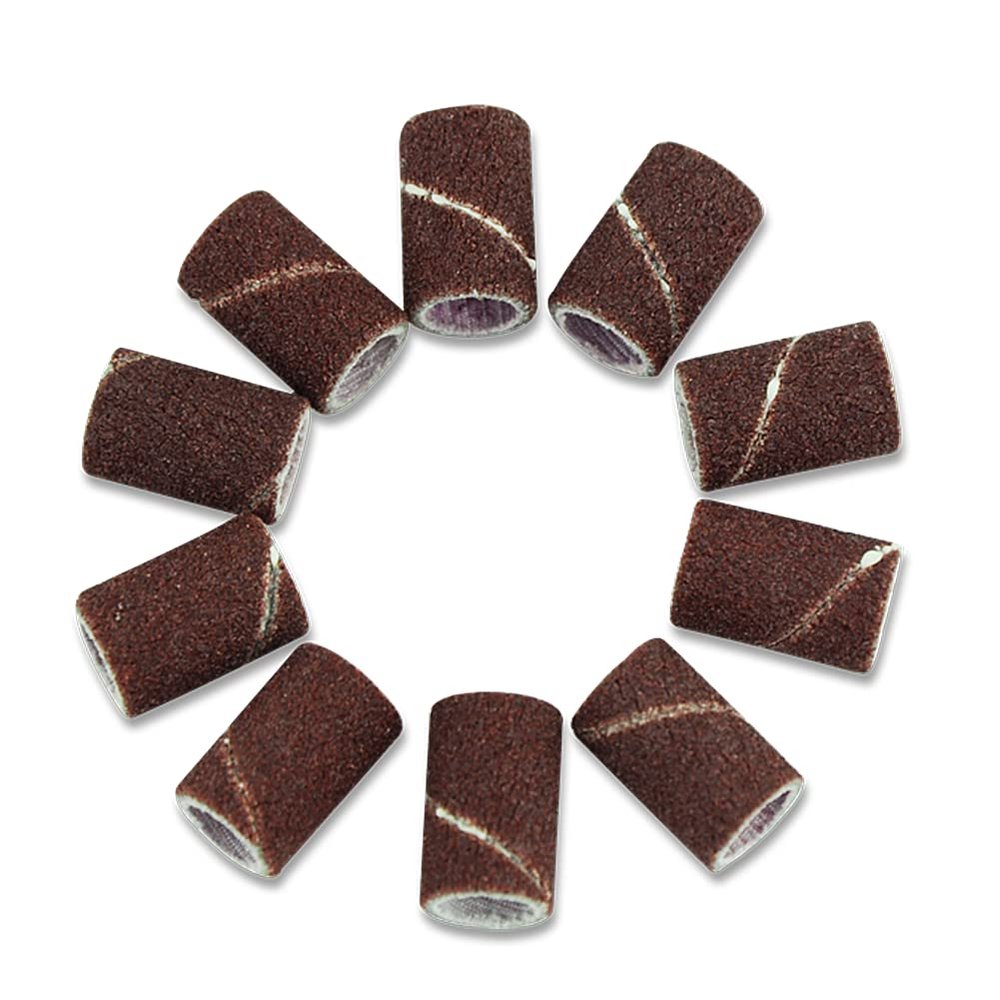 100pcs Art Sanding Drum 180# 120# 80# Grit Bands for Machine Nail Bits Circle File Drill Manicure Abrasive Sleeves Tools YYDFPIIA (Grit : 80)