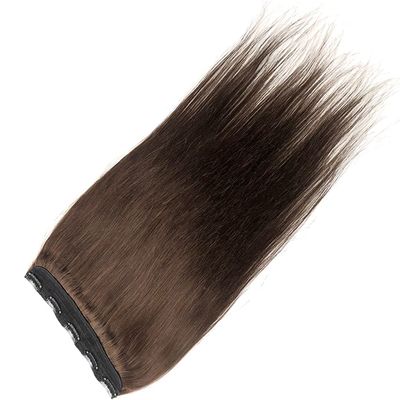 1-Pack 18" Hair Extensions 3/4 Full Head Straight Clips in on Human Hair Extensions Hairpieces for Women, Thick Hairpieces Adding Extra Hair Volume, 5 Clips 80g per Piece - Medium Brown