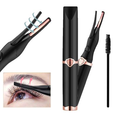 BORBERL Heated Eyelash Curlers, Rechargeable Lash Curler with Comb, 2 in 1 Clip-Type & Built-in Comb Curler, USB 3 Temperature Modes-Black