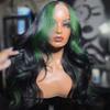 Anlimer Highlight Green Colored 13x4 Lace Front Wigs with Baby Hair Peruvian Human Hair Wig Remy Hair 4x4 Closure Wig for Women Silk Top Lace Frontal Wig Black Root Human Hair (12, 4x4 Silk Top Lace Wig 180 Density) view 2