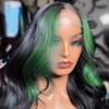 Anlimer Highlight Green Colored 13x4 Lace Front Wigs with Baby Hair Peruvian Human Hair Wig Remy Hair 4x4 Closure Wig for Women Silk Top Lace Frontal Wig Black Root Human Hair (12, 4x4 Silk Top Lace Wig 180 Density) view 3