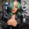 Anlimer Highlight Green Colored 13x4 Lace Front Wigs with Baby Hair Peruvian Human Hair Wig Remy Hair 4x4 Closure Wig for Women Silk Top Lace Frontal Wig Black Root Human Hair (12, 4x4 Silk Top Lace Wig 180 Density) view 4